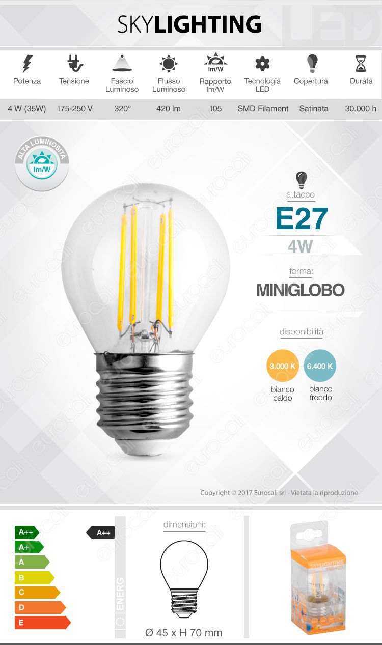 Lampadina LED filamento SkyLighting E27