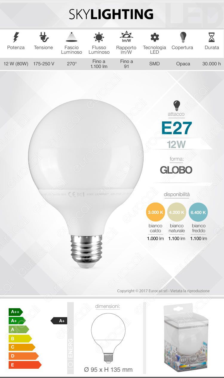 Lampadina LED Globo Skylighting E27