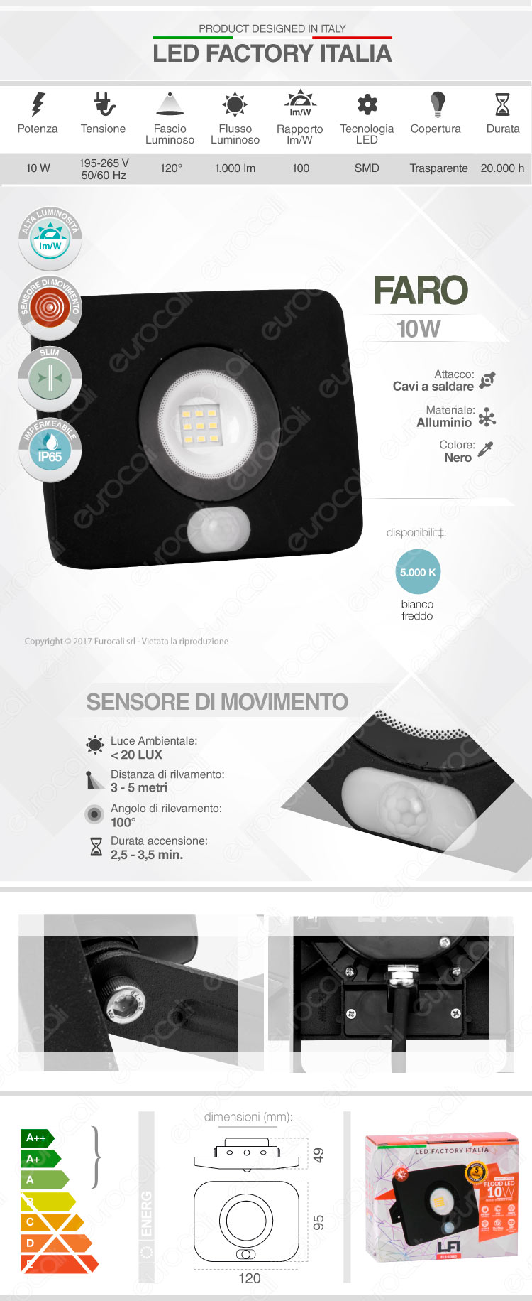 Faretto da Esterno Proiettore LED Factory Italia