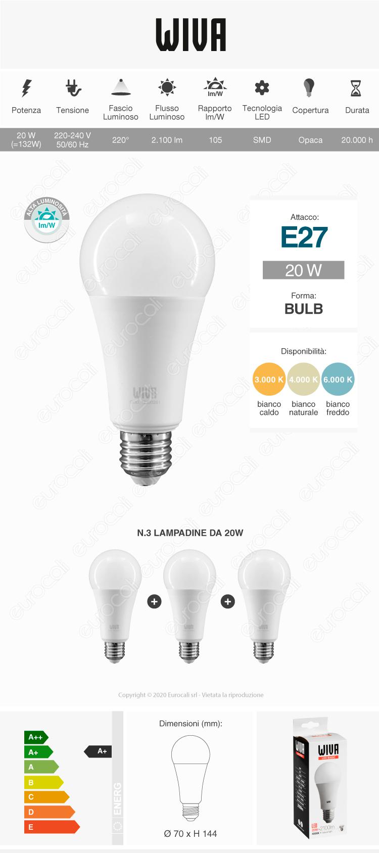 Wiva 3 Lampadine LED E27
