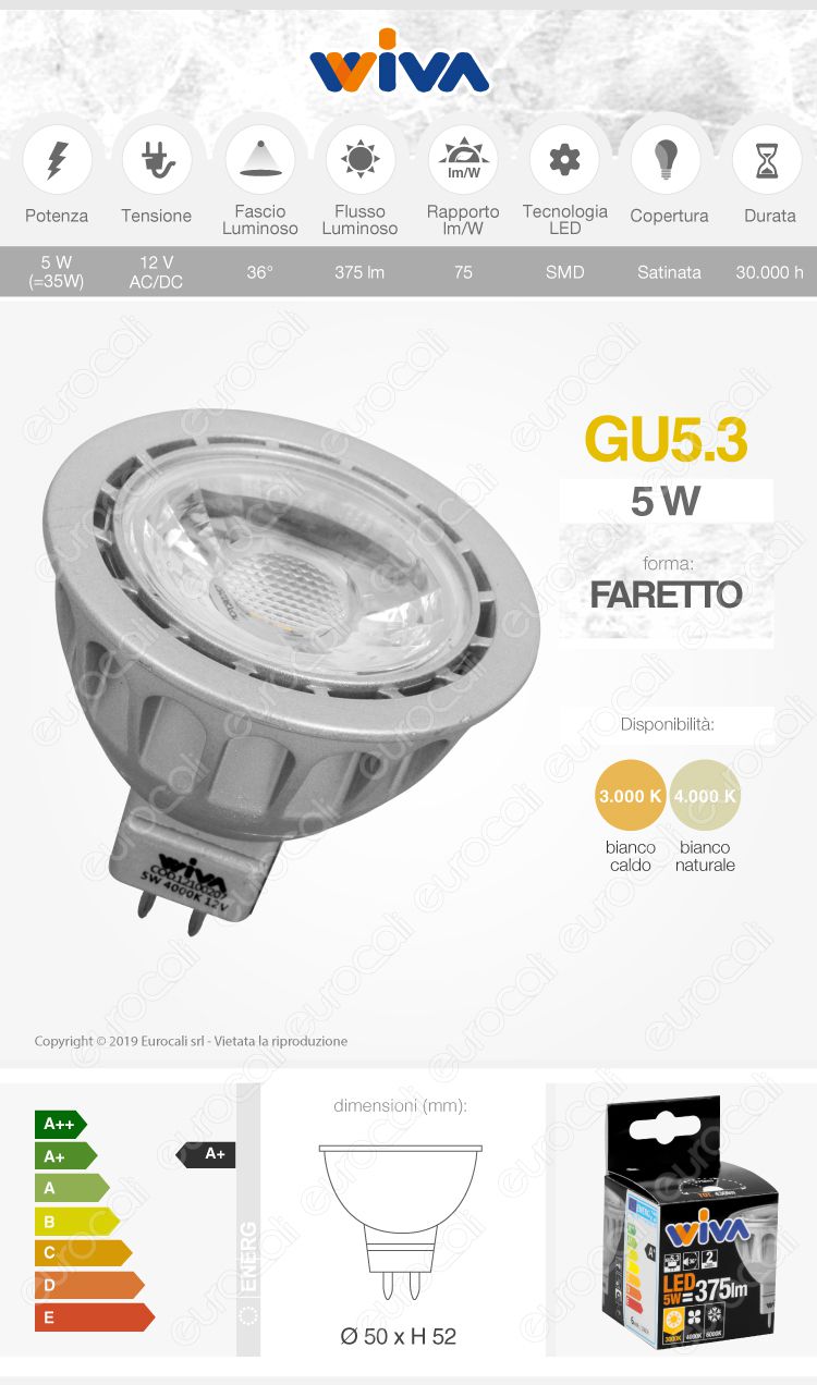 Wiva Lampadina LED GU5.3
