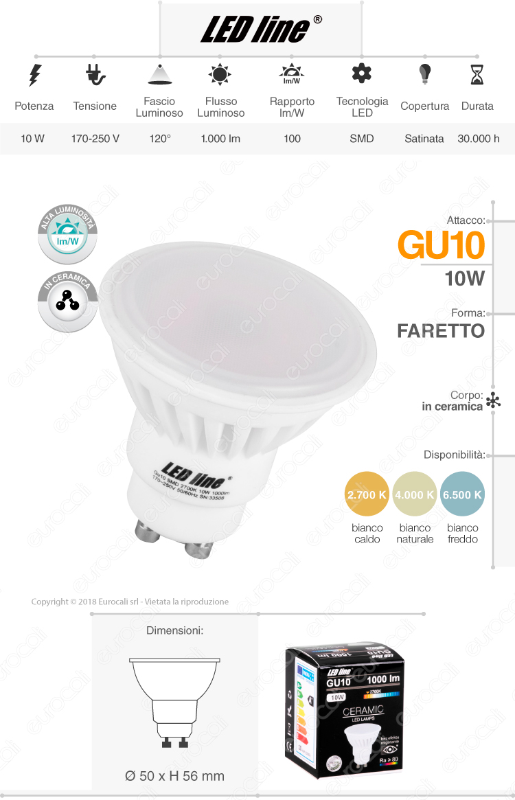Led Line lampadina LED GU10 ceramic