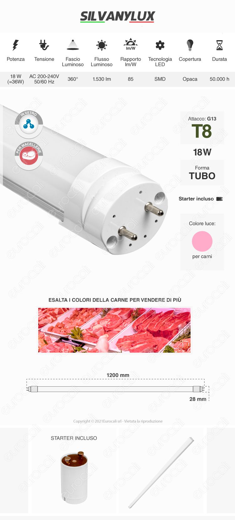 Tubo led t8 g13 Silvanylux