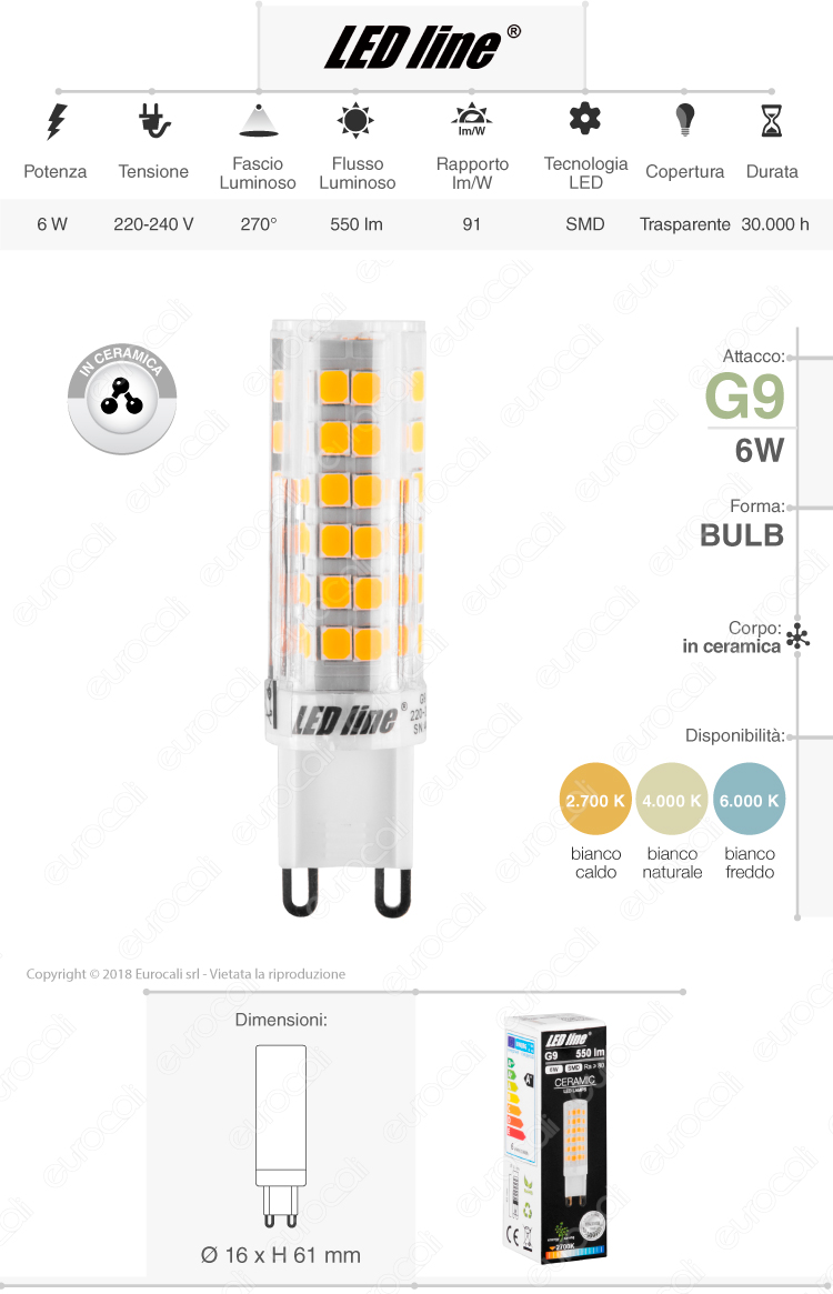 Led Line lampadina LED G9