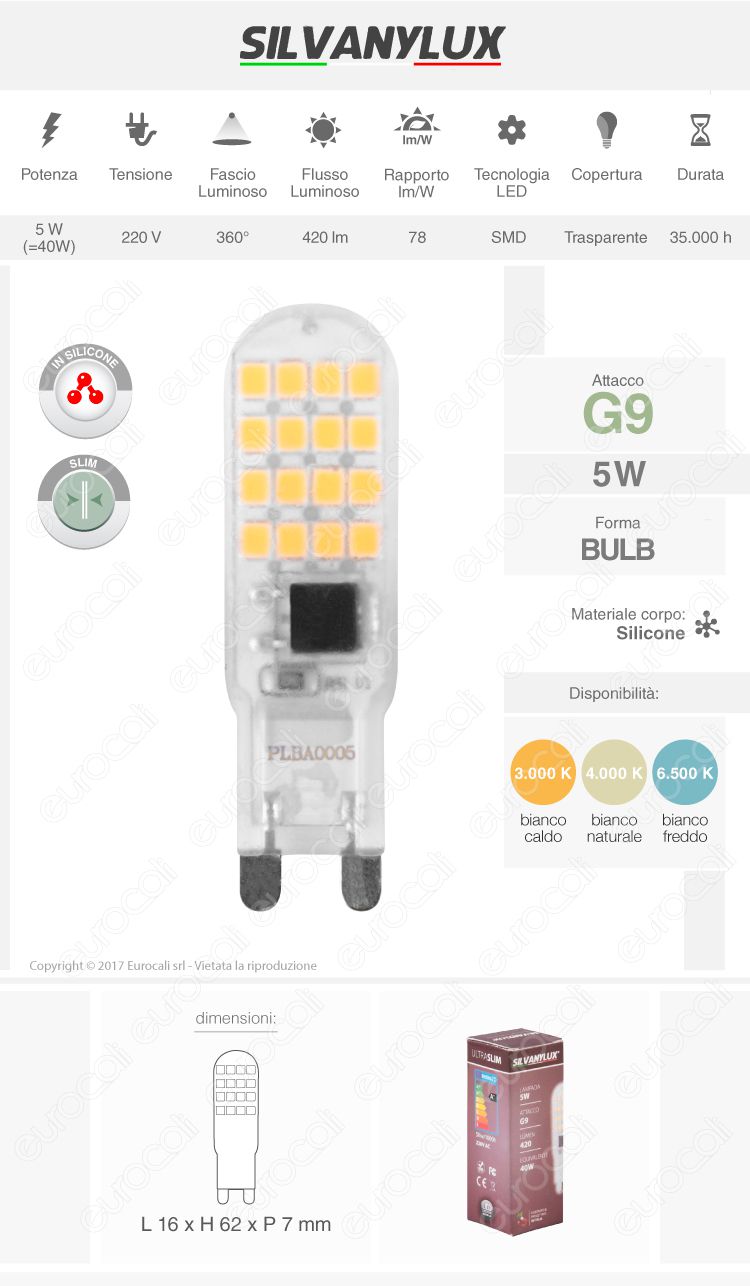 Silvanylux Lampadina LED G9