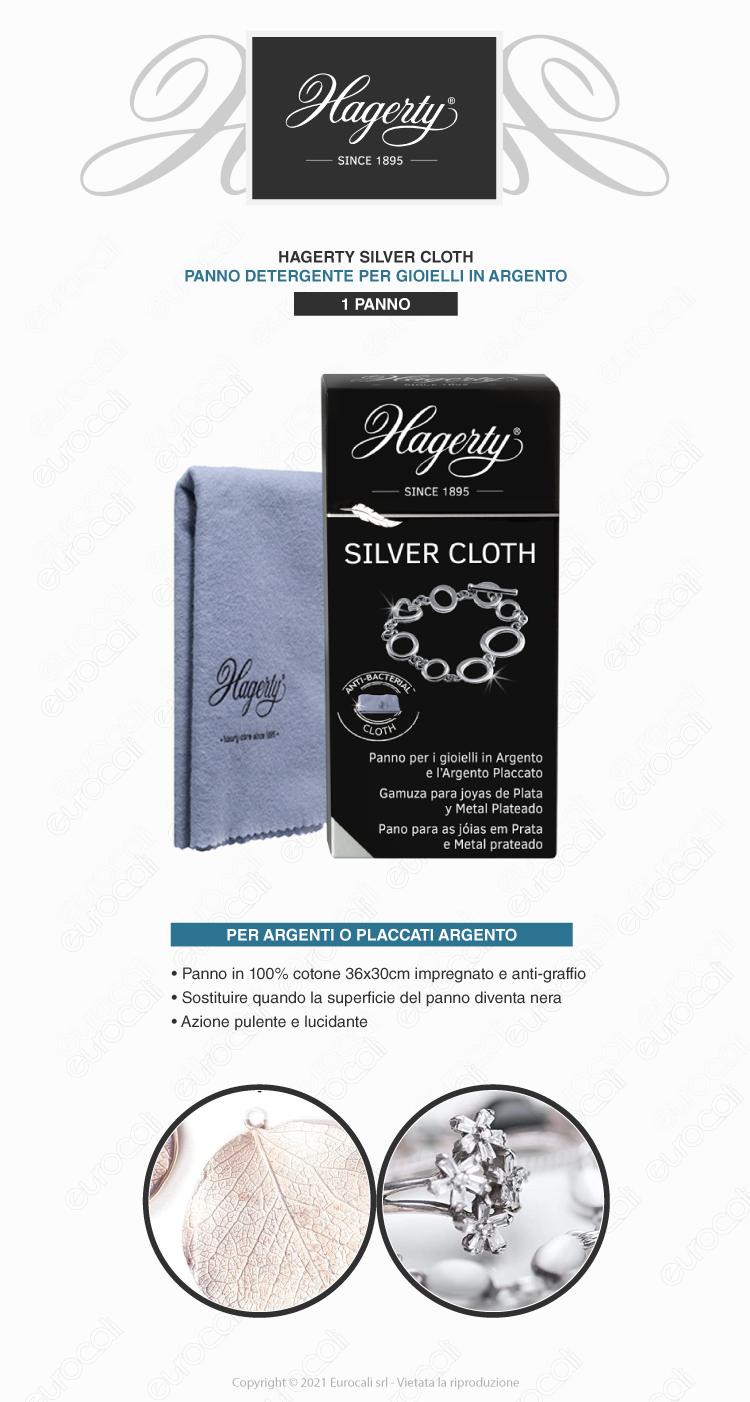 hagerty panno pulente gioielli argento tessuto cotone impregnato detergente