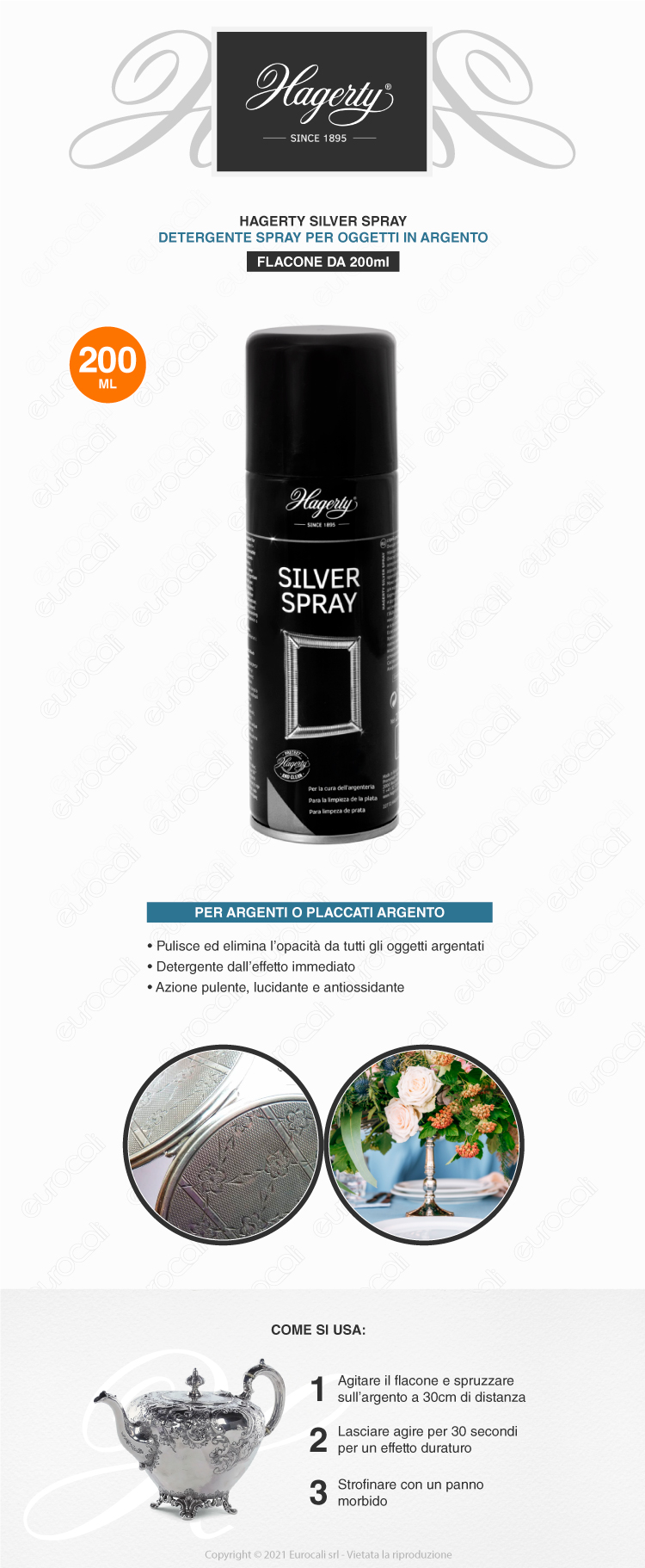 hagerty silver spray pulitore argento 200ml