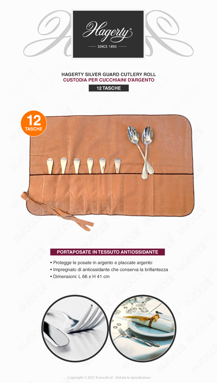 hagerty silver guard cutlery roll portaposate antiossidante argento cucchiaini