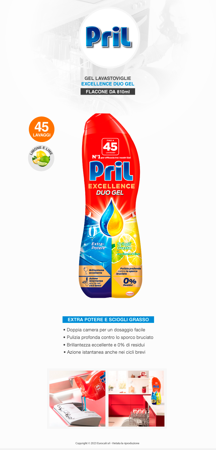 pril excellence duo gel limone lime lavastoviglie 810ml