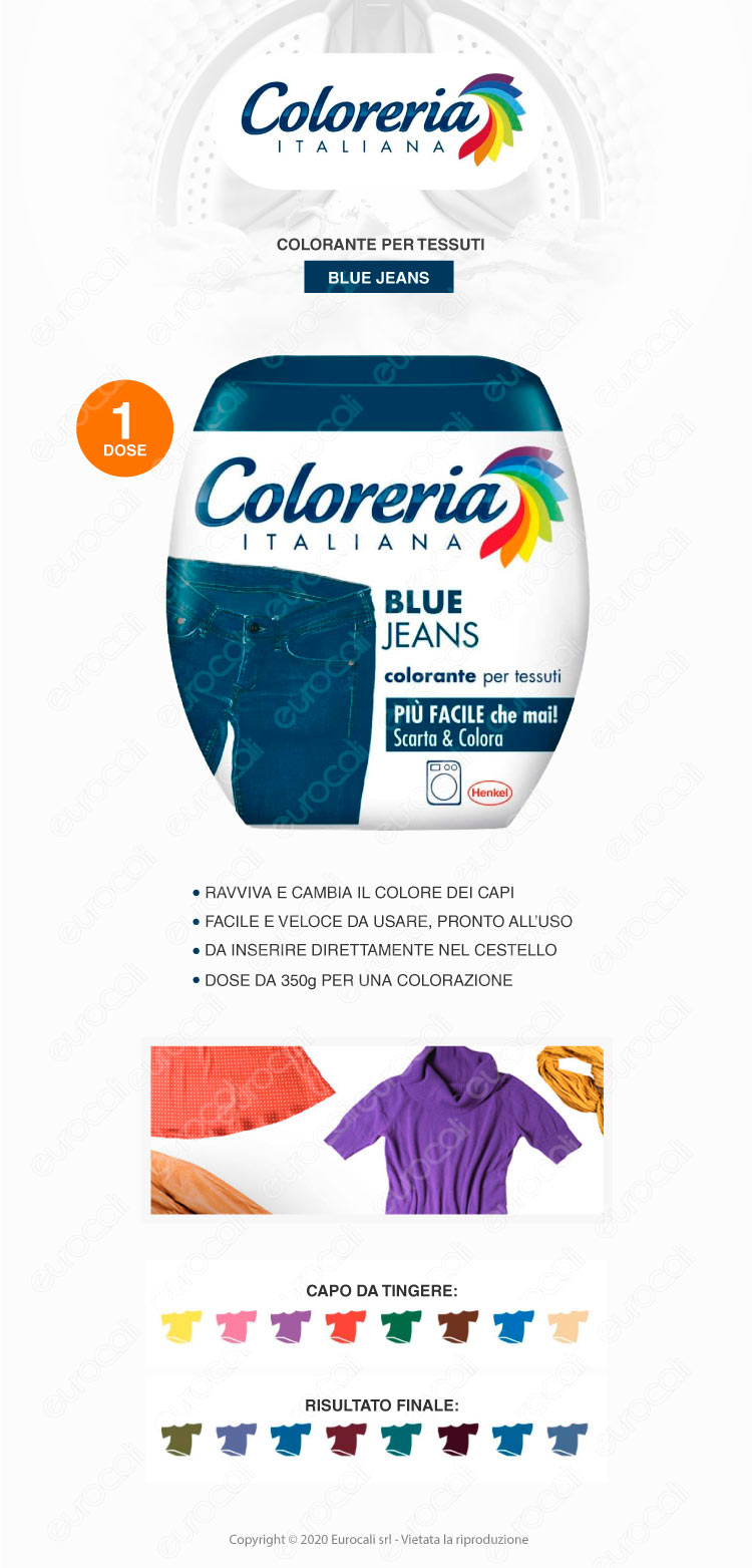 Colorante per Tessuti Blue Jeans Confezione Monodose Grey Coloreria Italiana