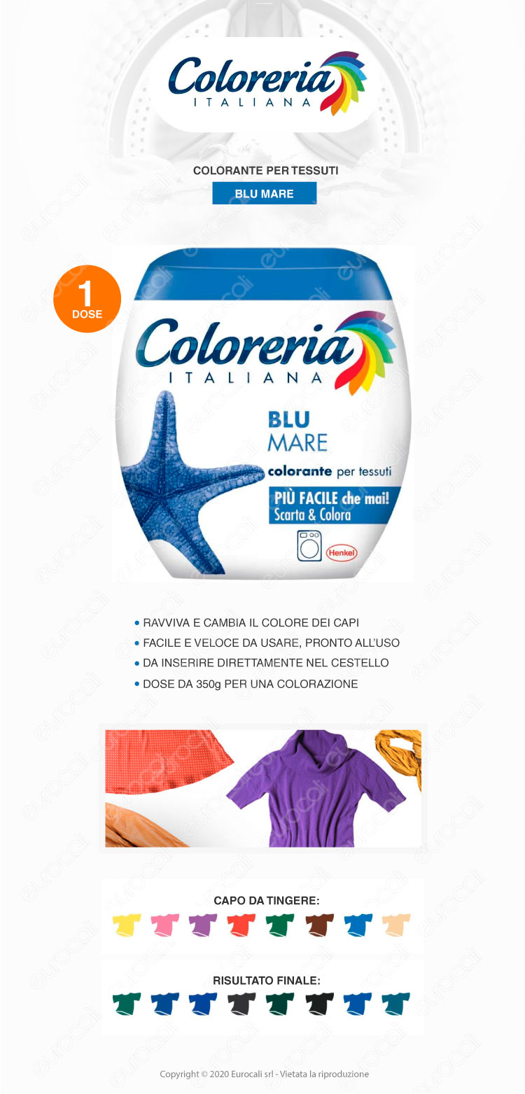 Colorante per Tessuti Blu Mare Confezione Monodose Grey Coloreria Italiana
