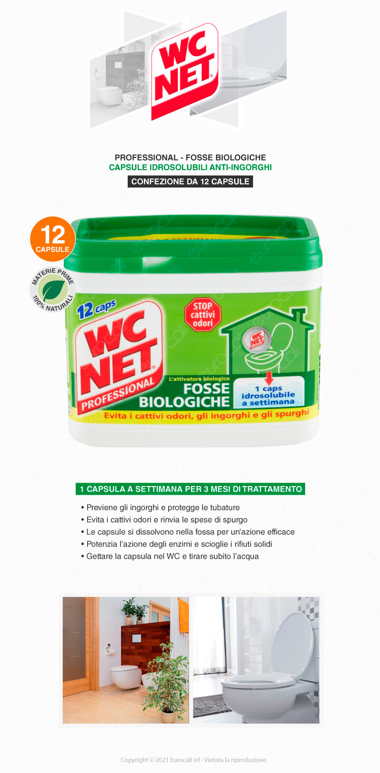 WC Net Professional Fosse Biologiche Stop Cattivi Odori Formula Naturale 12 caps idrosolubili