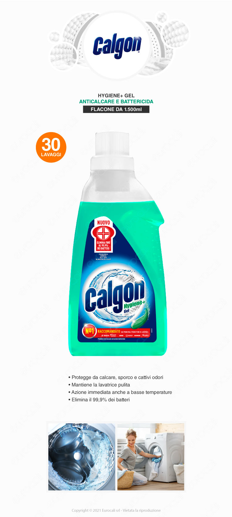 Calgon Hygiene plus gel igenizzante lavatrice 1500ml