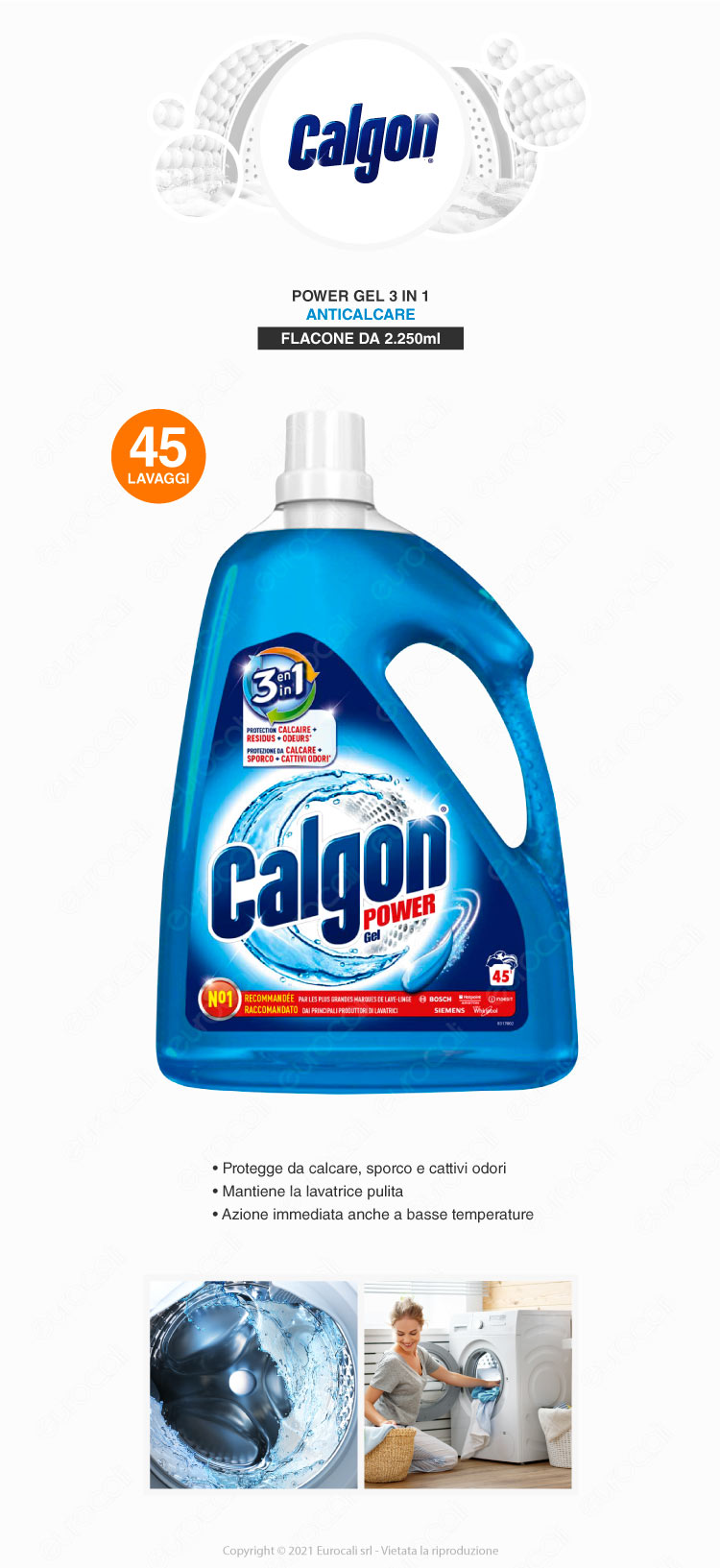 Calgon 3in1 gel igenizzante lavatrice 2250ml