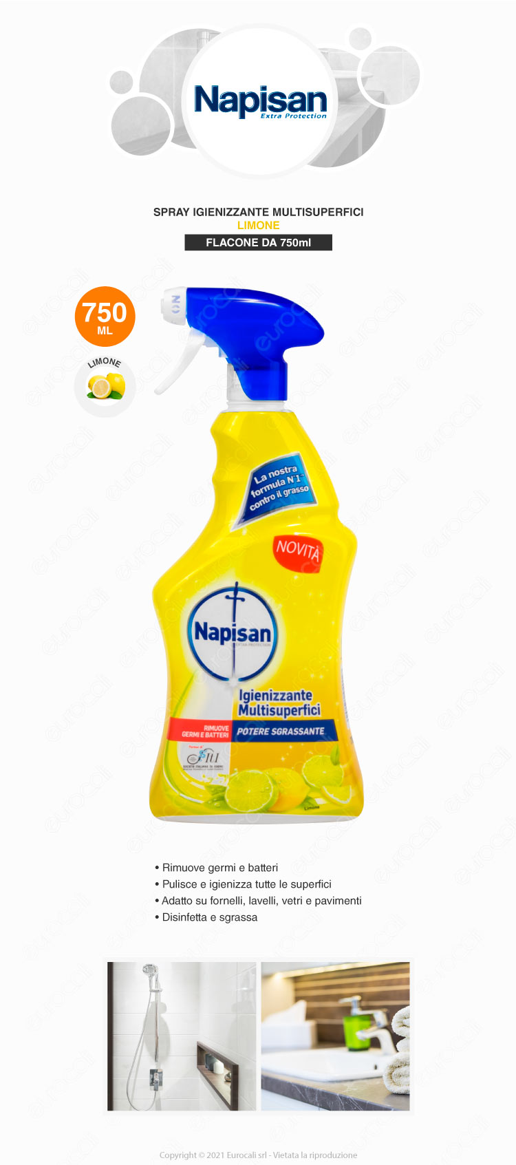 Napisan spray igienizzante superfici limone e menta