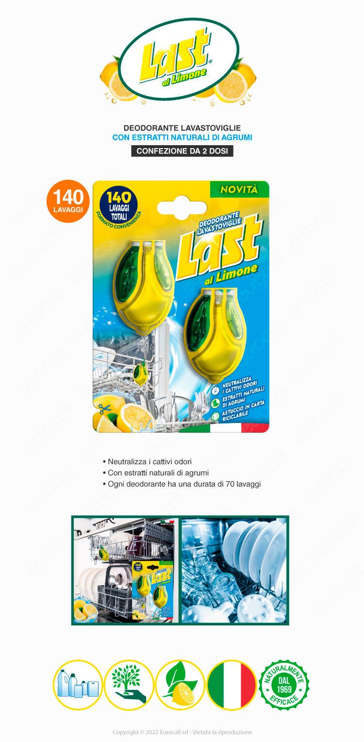 Deodorante al Limone per Lavastoviglie - 2 dosi per 140 lavaggi Last