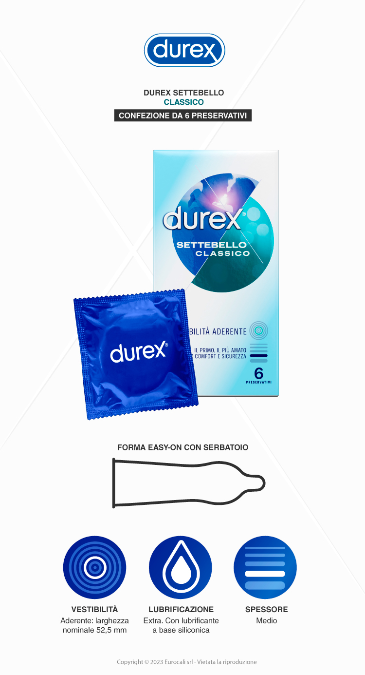 durex settebello classico 6 preservativi