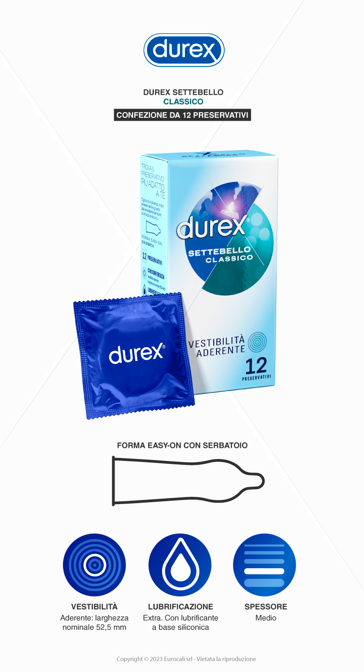 durex settebello classico 12 preservativi