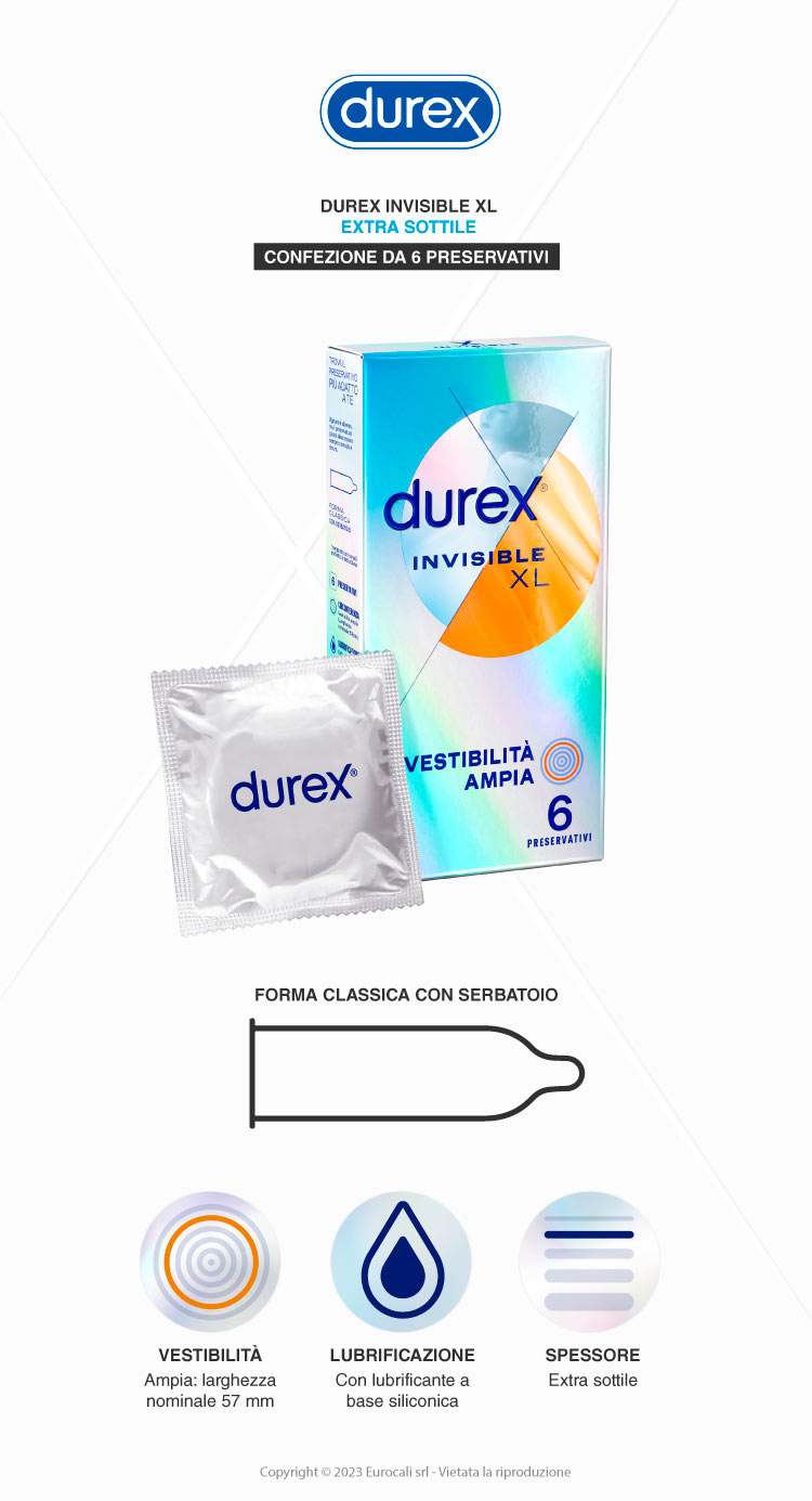 durex preservativi invisible xl ultra sottili 6x