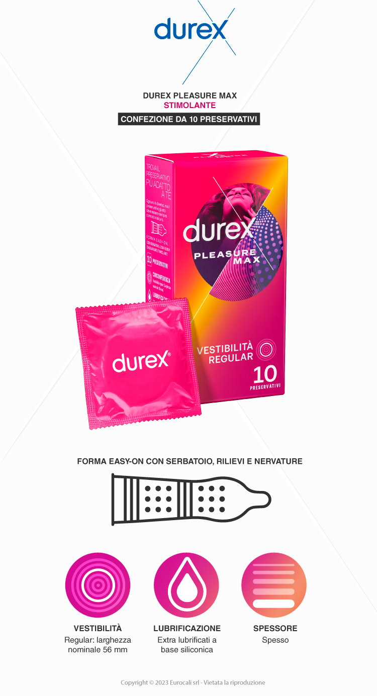 Durex Pleasure Max con rilievi e nervature extra stimolanti 10 preservativi