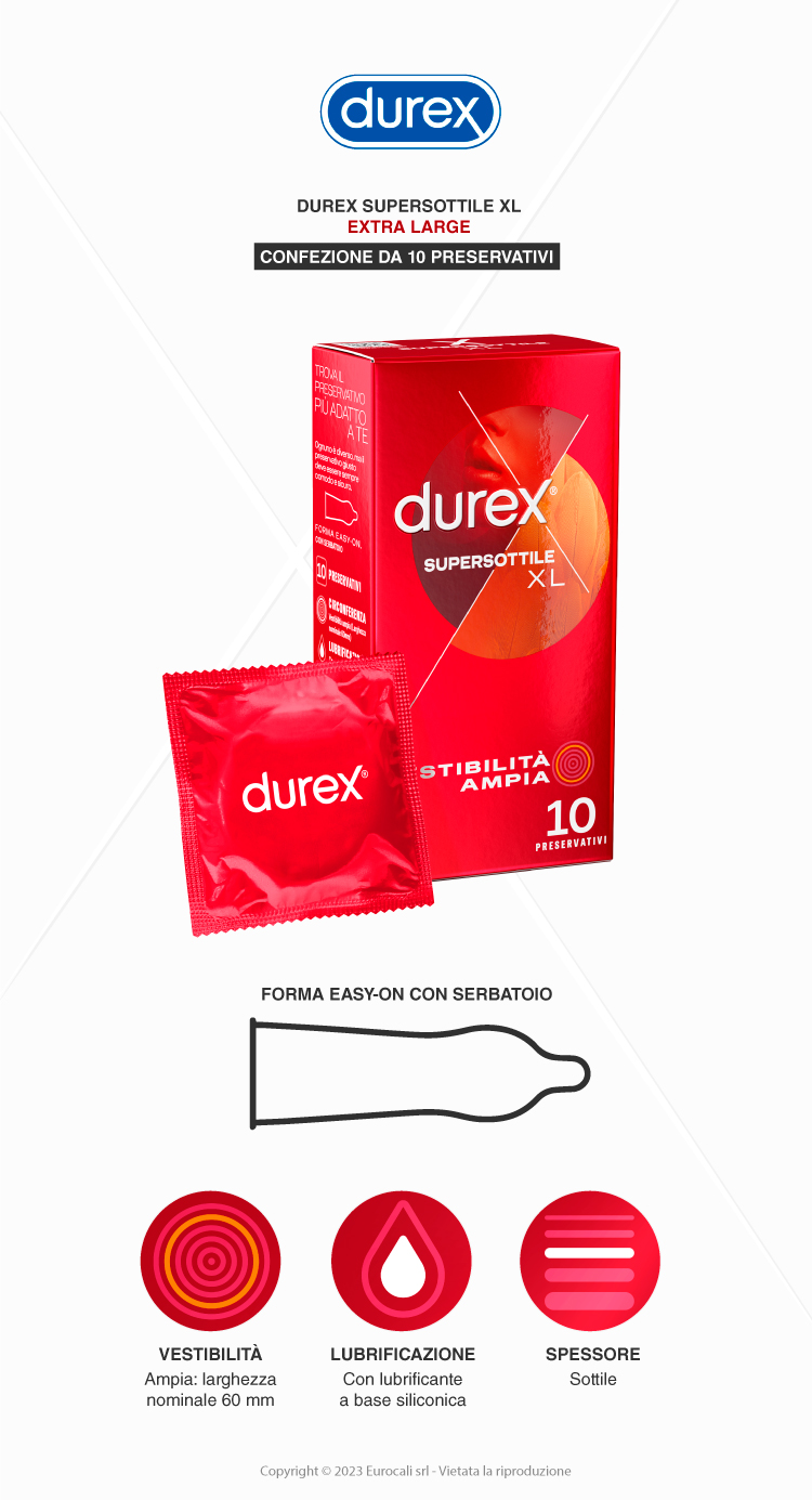 durex supersottile xl 10 preservativi