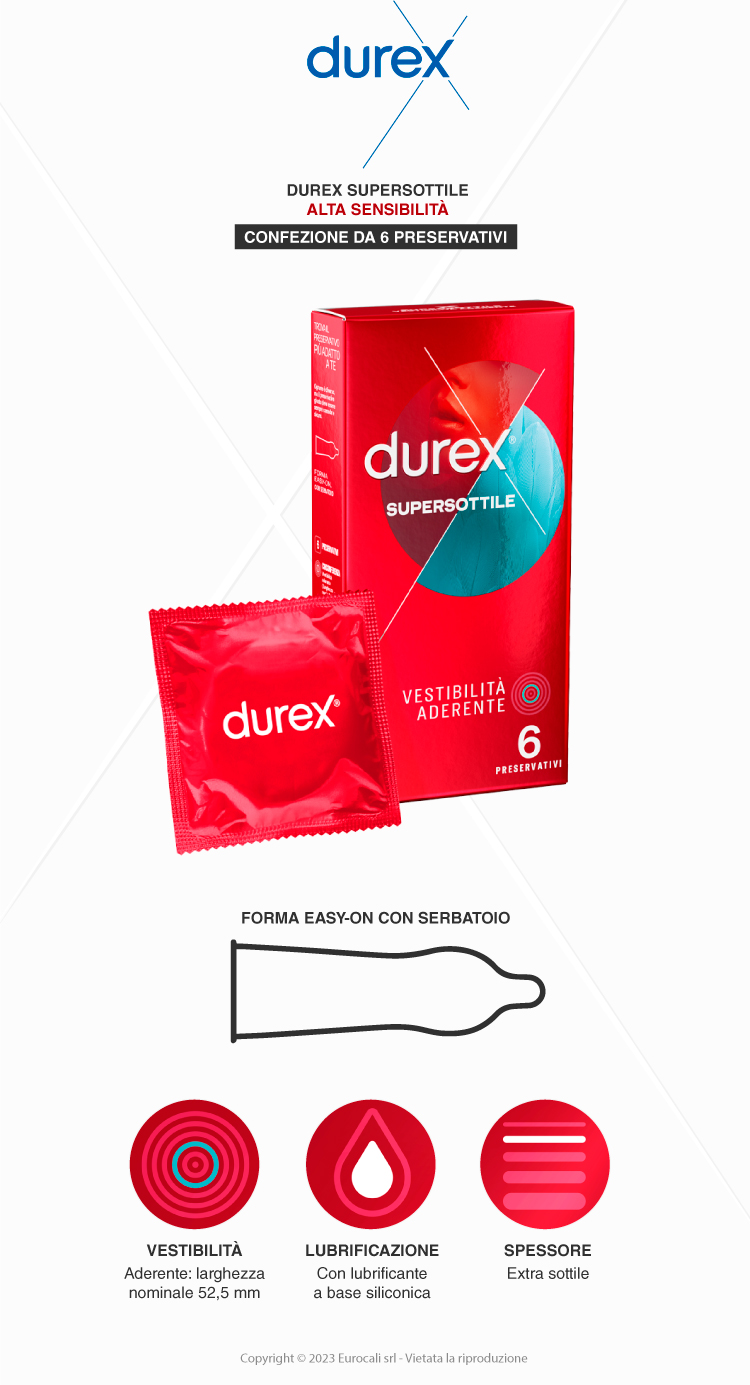 Durex Supersottile Vestibilità Aderente 6 preservativi