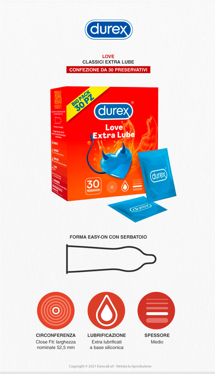 Durex Love Extra Lube Big Pack Esclusiva Online 30 preservativi