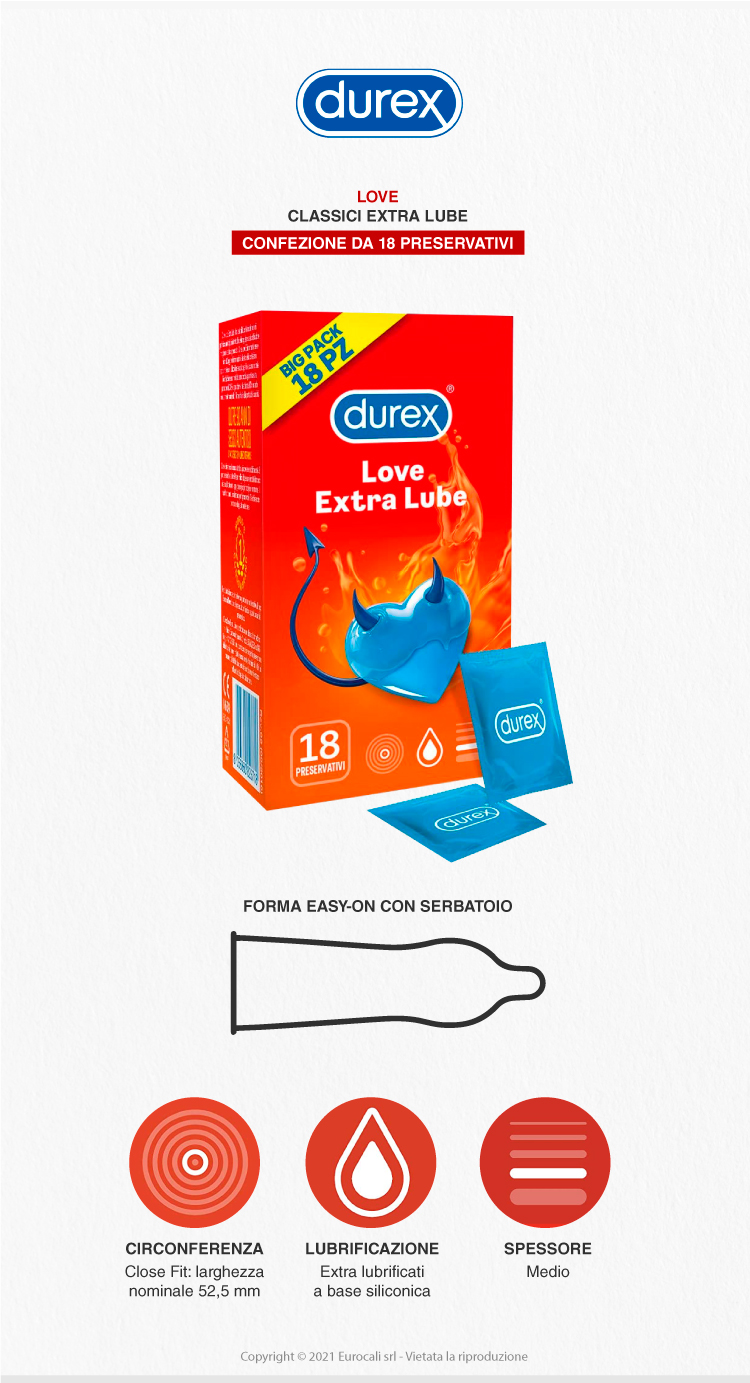 Durex Love Extra Lube Big Pack Esclusiva Online 18 preservativi