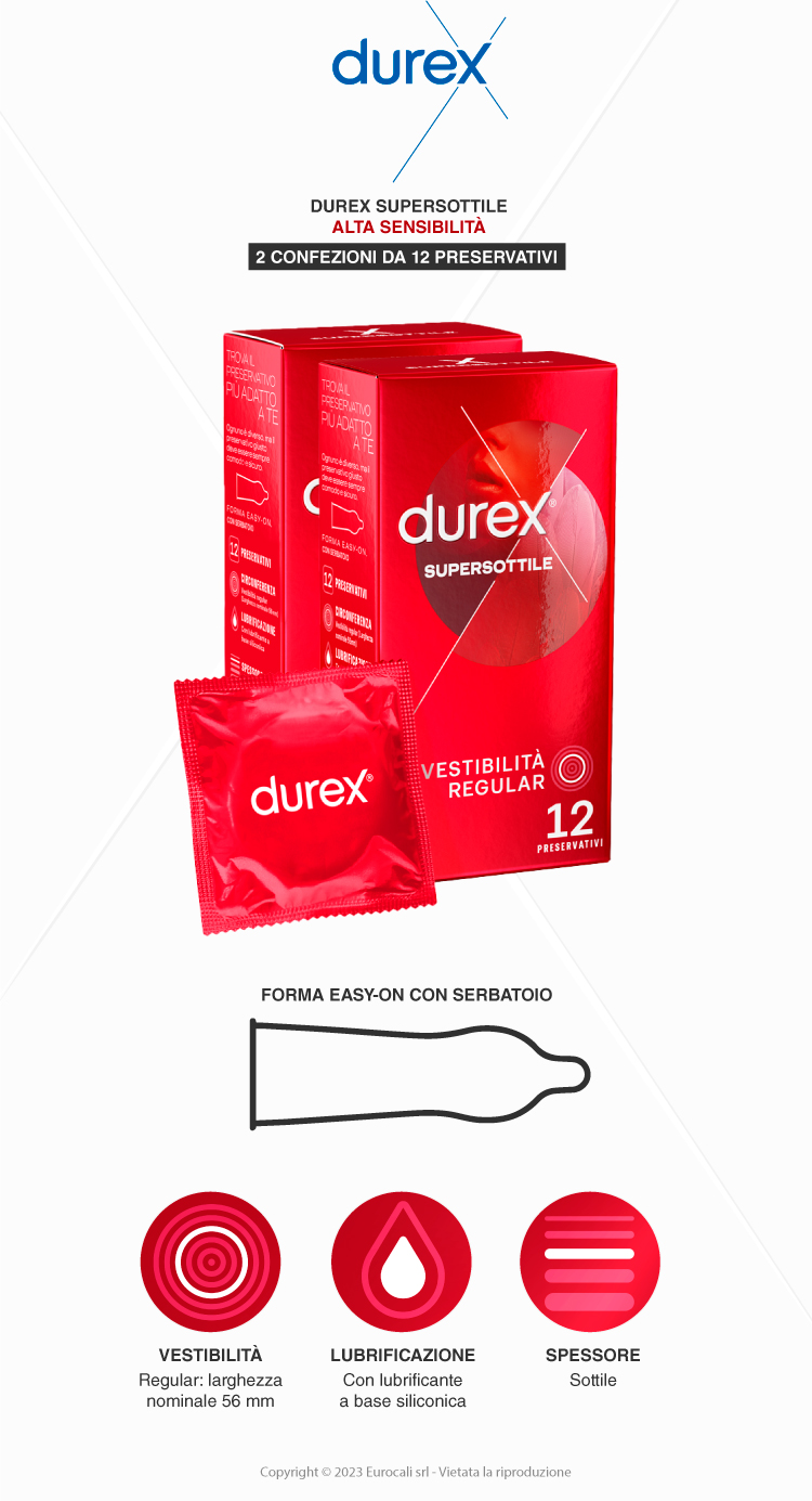 Durex Supersottile alta sensibilità 12 preservativi