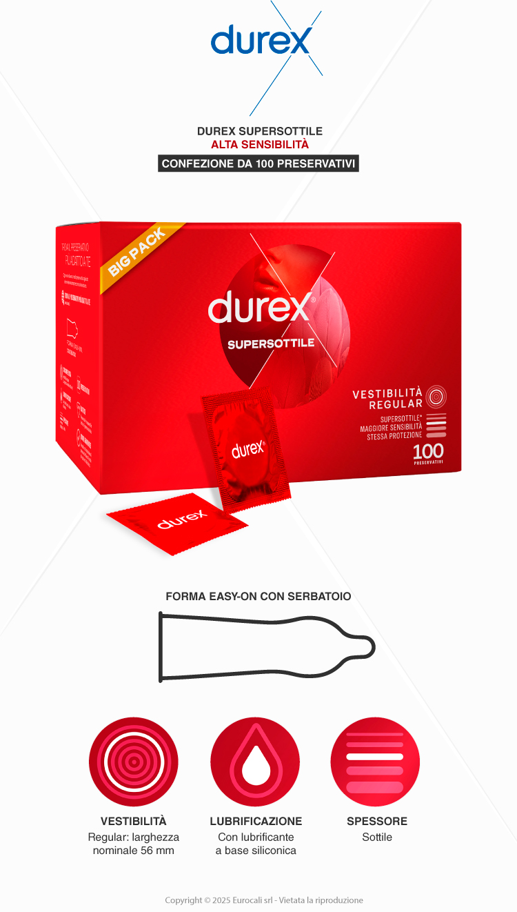 Durex Supersottile alta sensibilità 100 preservativi