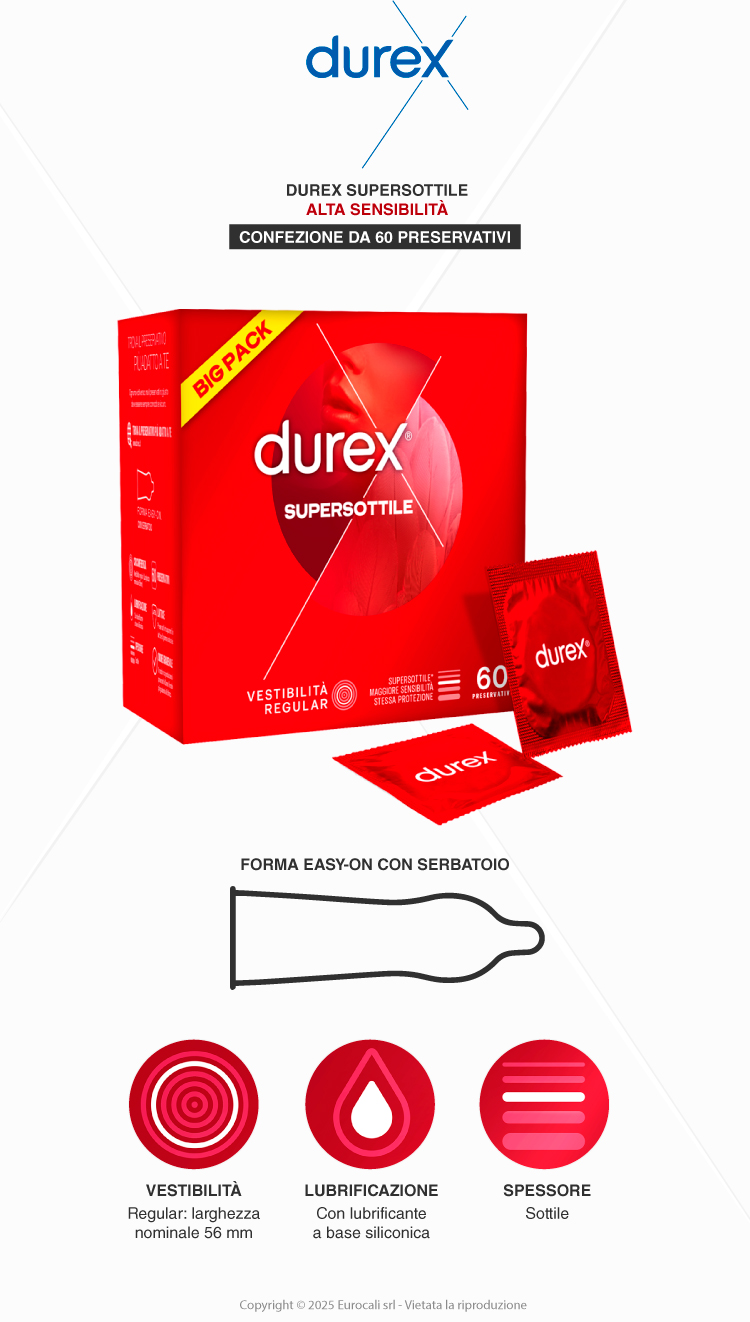 Durex Supersottile alta sensibilità 60 preservativi