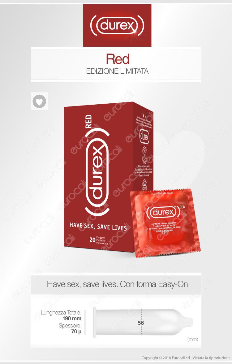Preservativi Durex RED - Scatola 20 pezzi